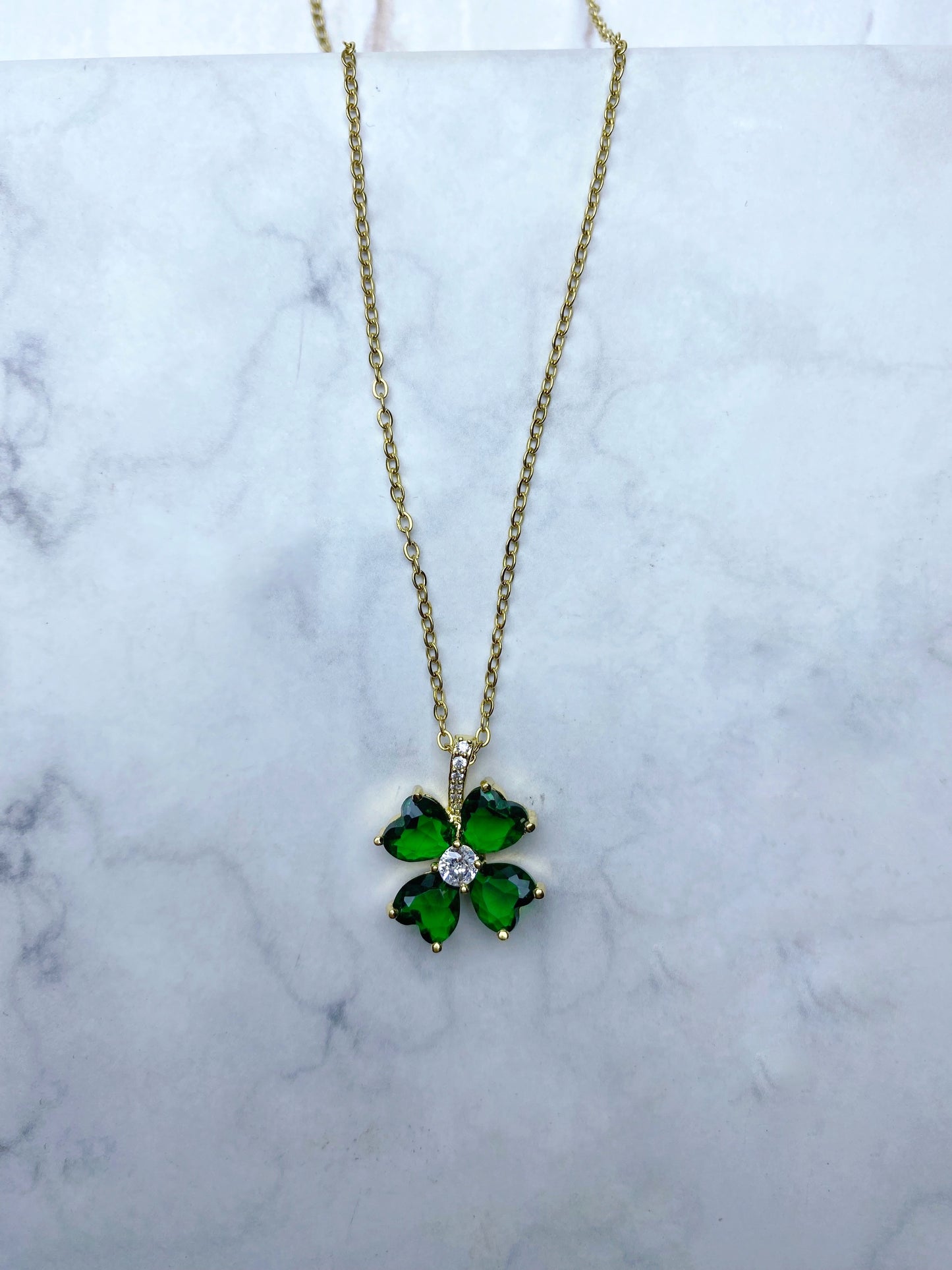“Glow from within” - forest green flower necklace