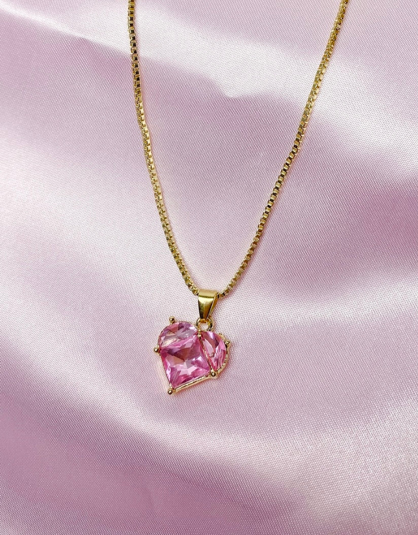 Pink heart necklace (big)