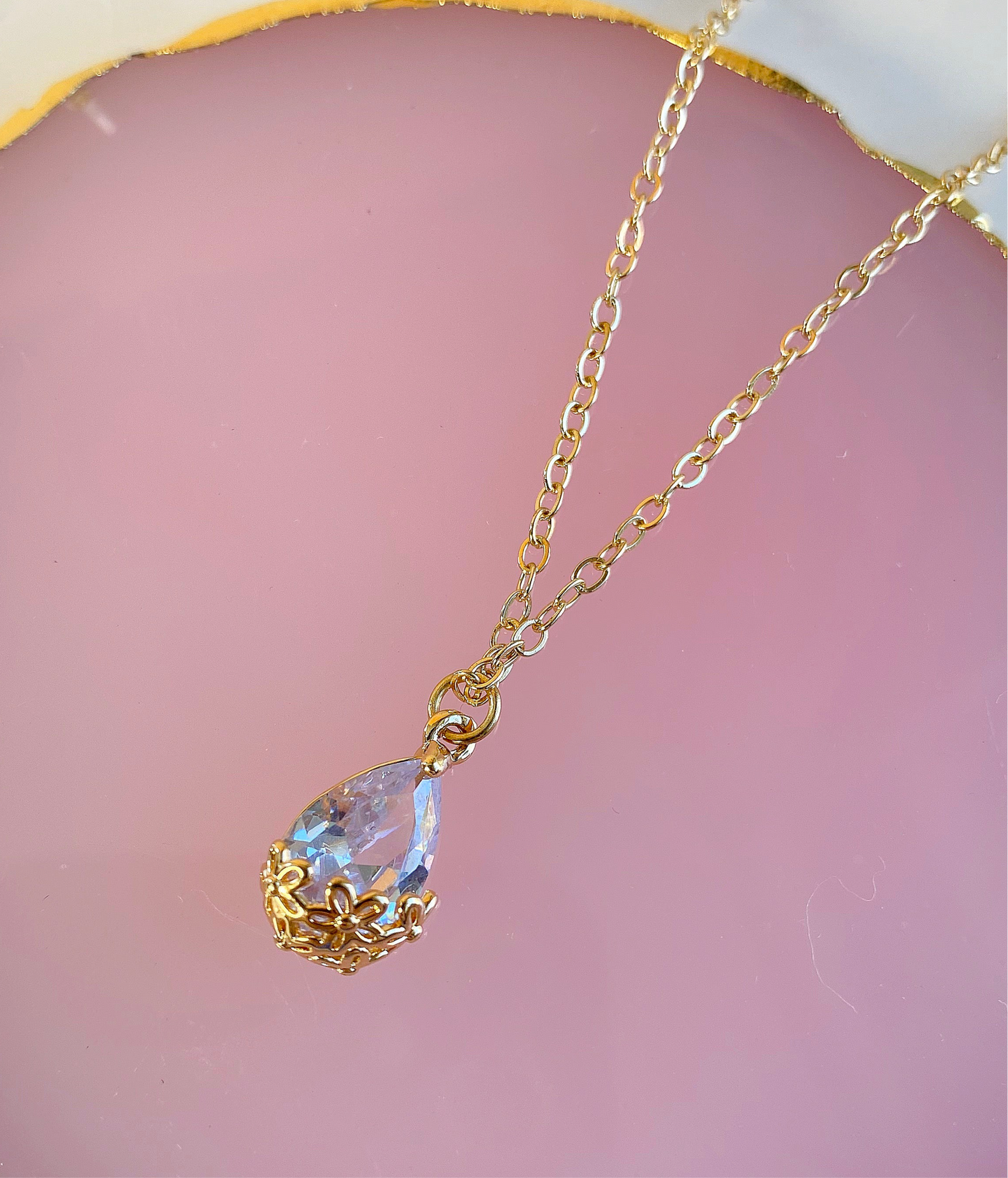 "Mystic Mermaid Collection" Teardrop gold necklace