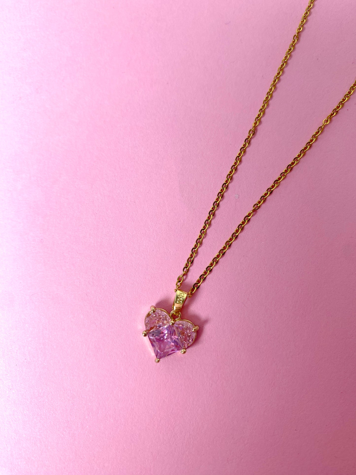 Pink heart necklace
