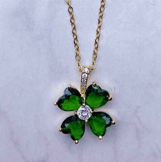 “Glow from within” - forest green flower necklace