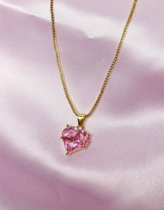 Pink heart necklace (big)