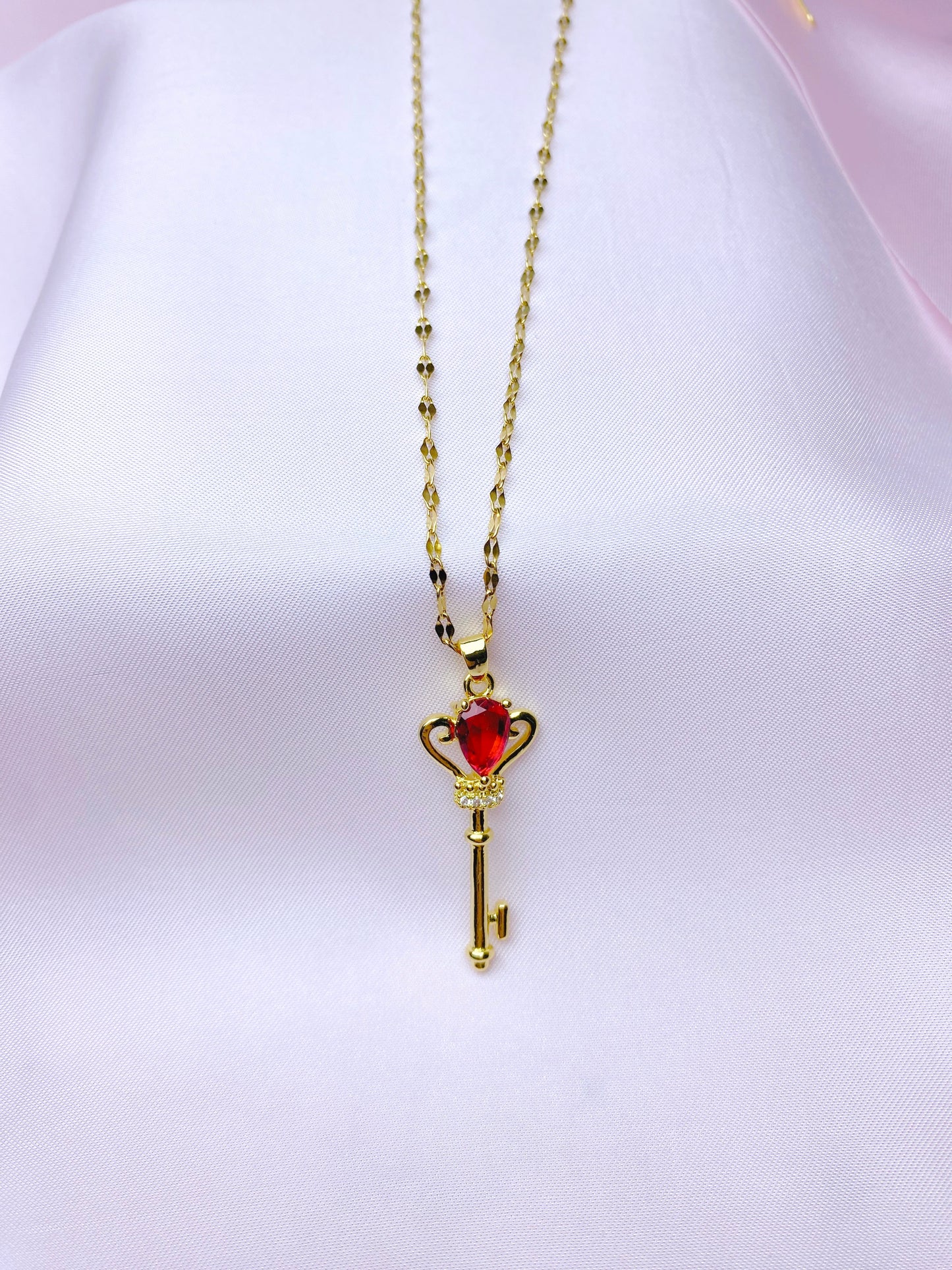 “Key to my heart” - red key necklace