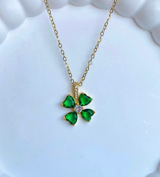 “Glow from within” - forest green flower necklace