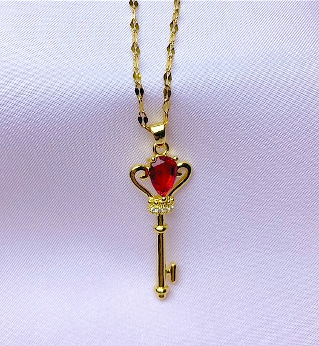 “Key to my heart” - red key necklace