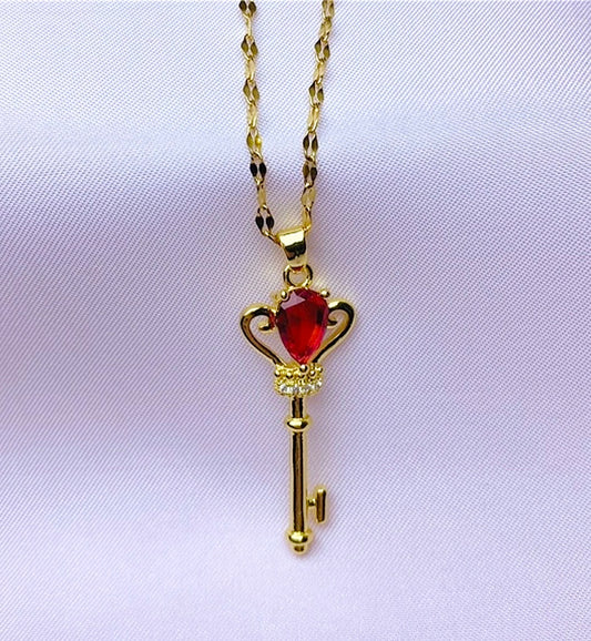 “Key to my heart” - red key necklace
