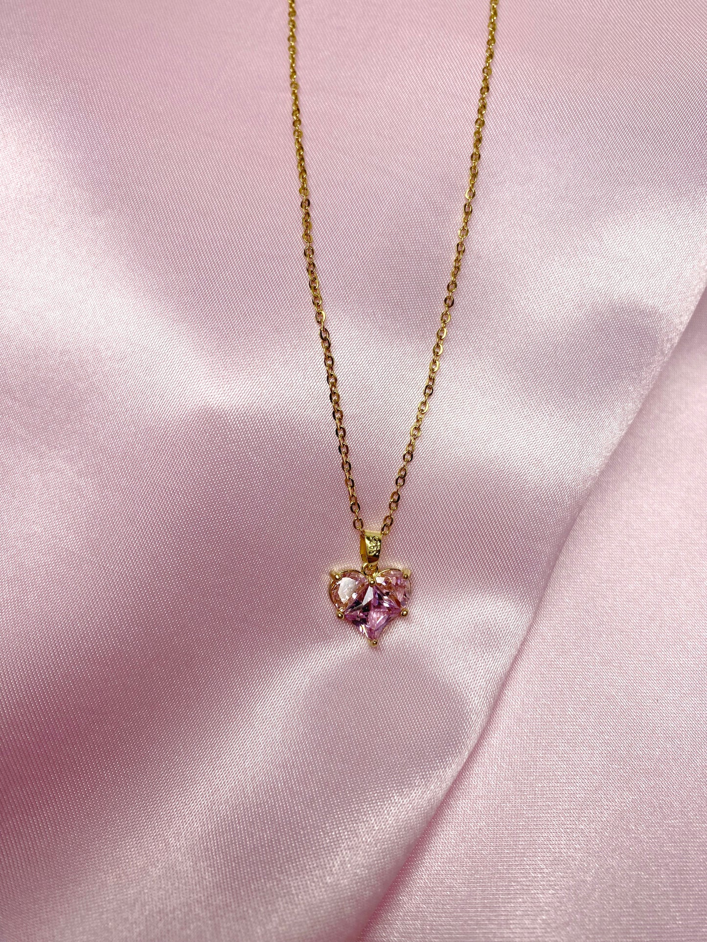 Pink heart necklace