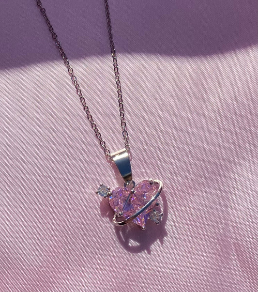 Silver pink heart